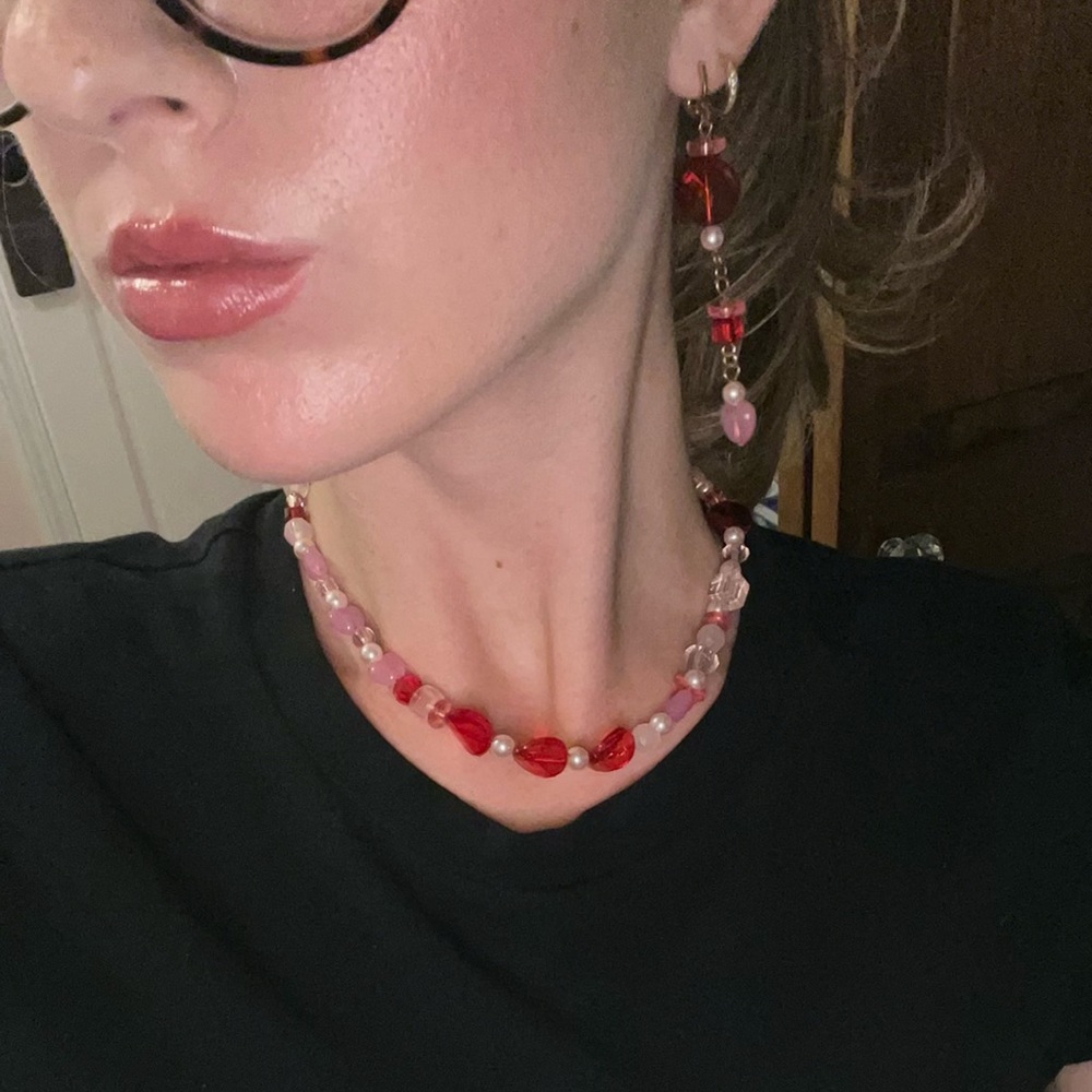 Pink beaded earrings